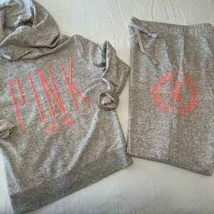 Victoria’s Secret PINK boyfriend sweatpants and full zip hoodie outfit